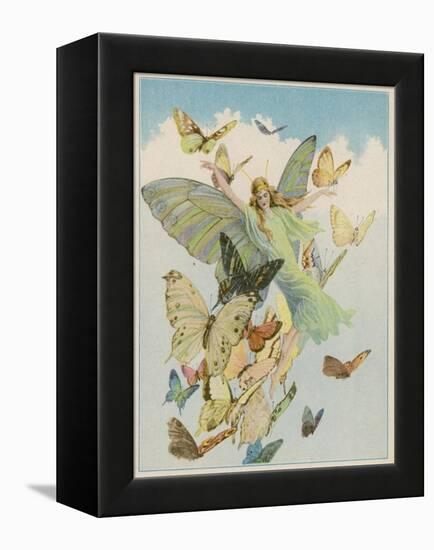 Fairy Flying with Butterflies-null-Framed Premier Image Canvas