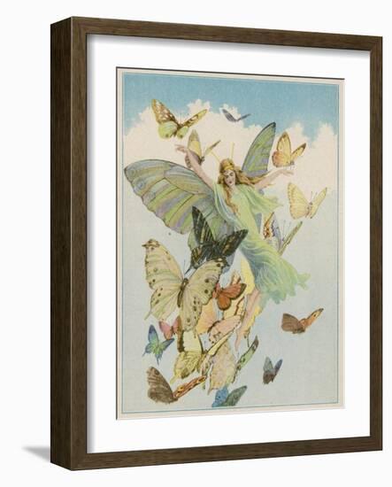 Fairy Flying with Butterflies-null-Framed Photographic Print