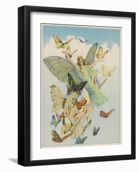 Fairy Flying with Butterflies-null-Framed Photographic Print