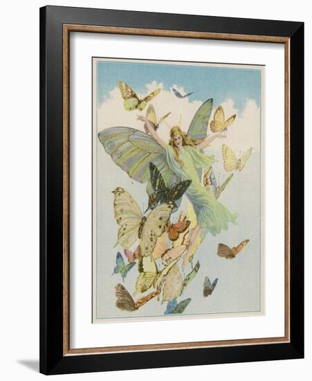 Fairy Flying with Butterflies-null-Framed Photographic Print