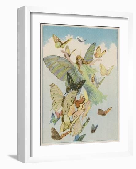 Fairy Flying with Butterflies-null-Framed Photographic Print