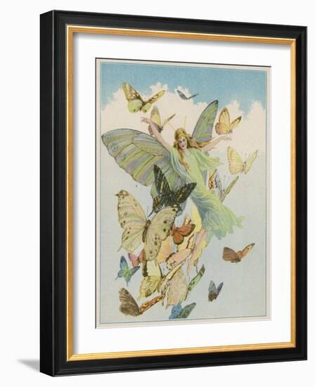 Fairy Flying with Butterflies-null-Framed Photographic Print