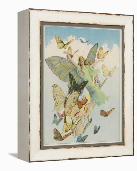 Fairy Flying with Butterflies-null-Framed Premier Image Canvas