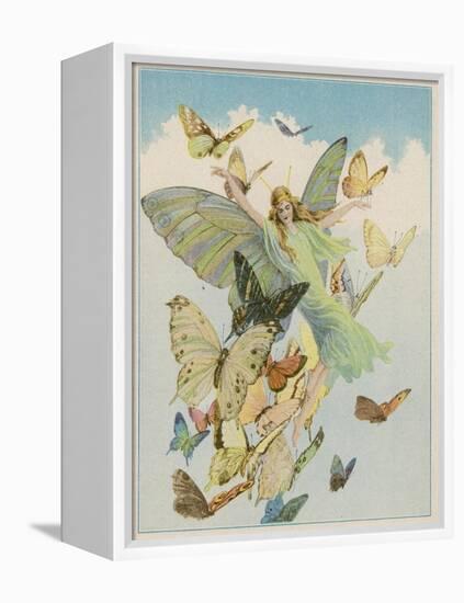 Fairy Flying with Butterflies-null-Framed Premier Image Canvas