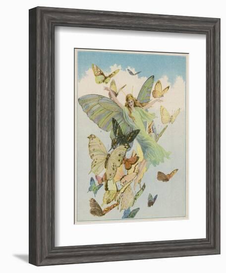 Fairy Flying with Butterflies-null-Framed Photographic Print