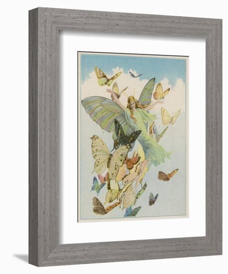 Fairy Flying with Butterflies-null-Framed Photographic Print