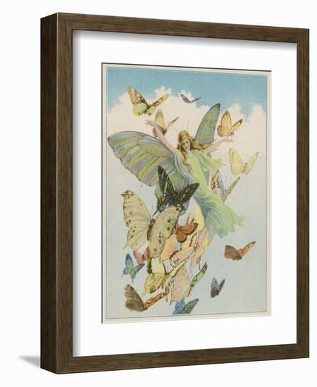 Fairy Flying with Butterflies-null-Framed Photographic Print