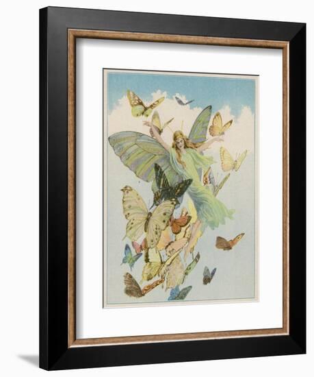 Fairy Flying with Butterflies-null-Framed Photographic Print