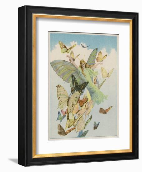 Fairy Flying with Butterflies-null-Framed Photographic Print