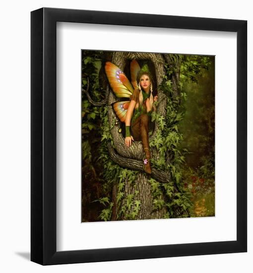 Fairy in a Tree Knothole-null-Framed Art Print