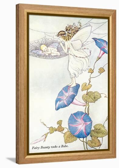 Fairy Mother and Baby on Morning Glory-null-Framed Stretched Canvas