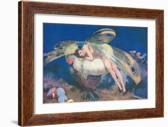 Fairy on Mushroom-null-Framed Art Print