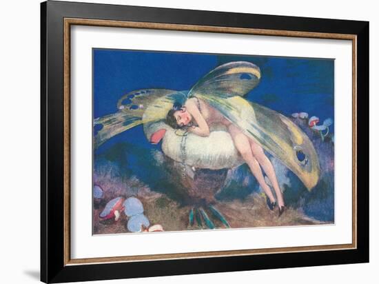 Fairy on Mushroom-null-Framed Art Print