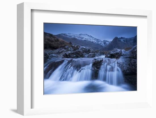 Fairy Pools Waterfalls at Glen Brittle, with the Snow Dusted Cuillin Mountains Beyond, Isle of Skye-Adam Burton-Framed Photographic Print