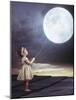 Fairy Portrait of a Little Cute Girl with a Moony Balloon-Konrad B?k-Mounted Photographic Print