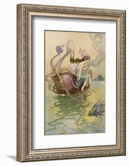 Fairy Riding a Nautilus-Warwick Goble-Framed Photographic Print