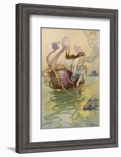 Fairy Riding a Nautilus-Warwick Goble-Framed Photographic Print