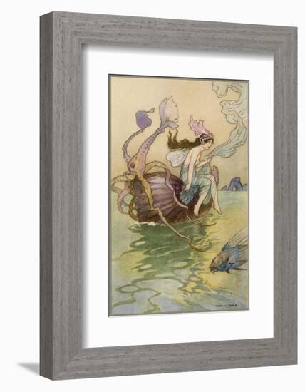 Fairy Riding a Nautilus-Warwick Goble-Framed Photographic Print