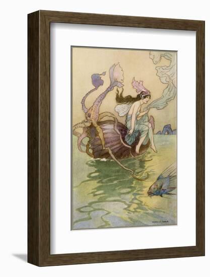 Fairy Riding a Nautilus-Warwick Goble-Framed Photographic Print