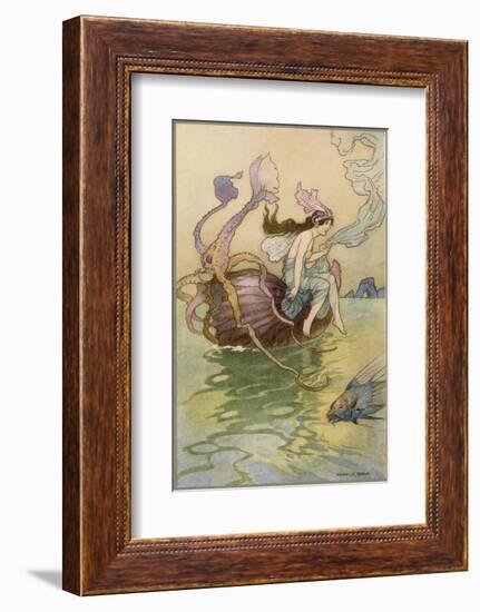 Fairy Riding a Nautilus-Warwick Goble-Framed Photographic Print