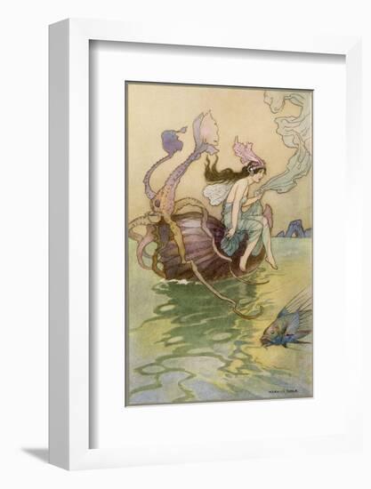 Fairy Riding a Nautilus-Warwick Goble-Framed Photographic Print