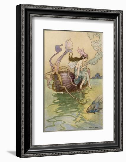 Fairy Riding a Nautilus-Warwick Goble-Framed Photographic Print