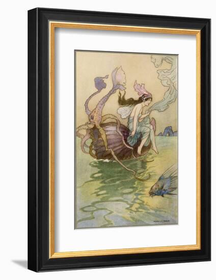 Fairy Riding a Nautilus-Warwick Goble-Framed Photographic Print