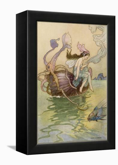 Fairy Riding a Nautilus-Warwick Goble-Framed Premier Image Canvas