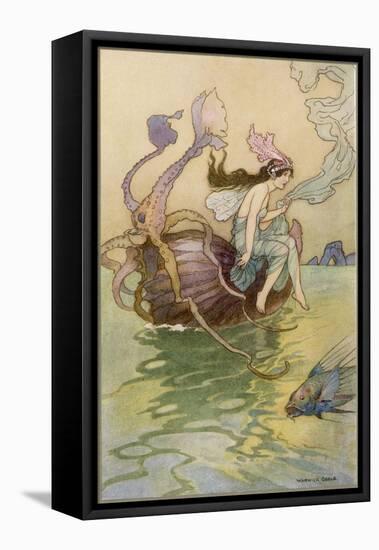 Fairy Riding a Nautilus-Warwick Goble-Framed Premier Image Canvas