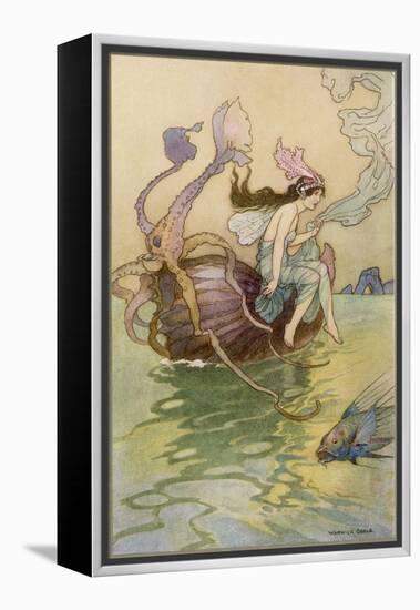 Fairy Riding a Nautilus-Warwick Goble-Framed Premier Image Canvas