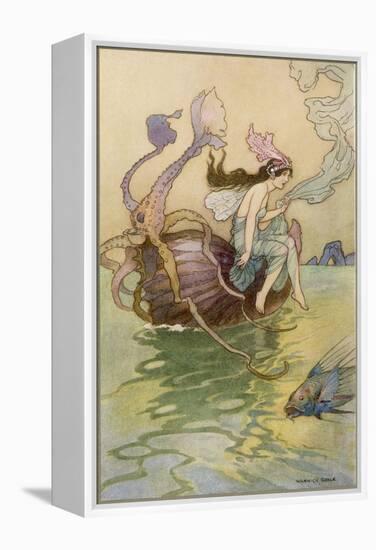 Fairy Riding a Nautilus-Warwick Goble-Framed Premier Image Canvas