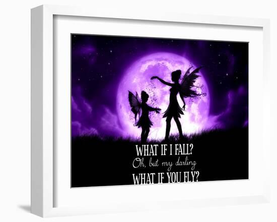 Fairy Sisters What If I Fall What If You Fly-Julie Fain-Framed Art Print