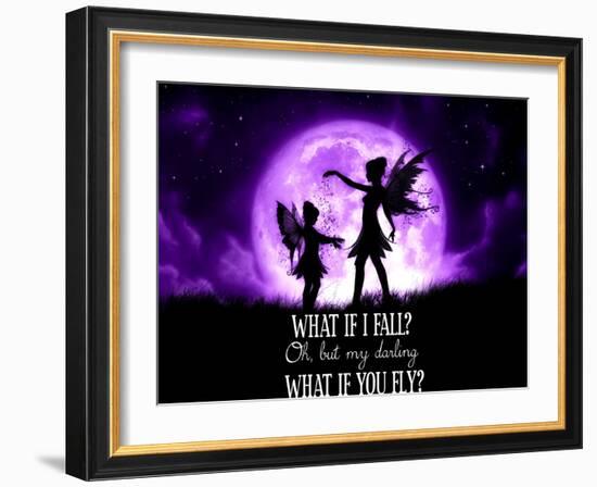 Fairy Sisters What If I Fall What If You Fly-Julie Fain-Framed Premium Giclee Print