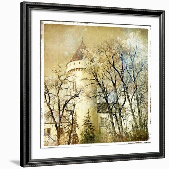 Fairy Winter Castle - Retro Styled Picture-Maugli-l-Framed Art Print