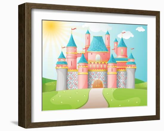 Fairytale Castle Illustration.-evdakovka-Framed Art Print