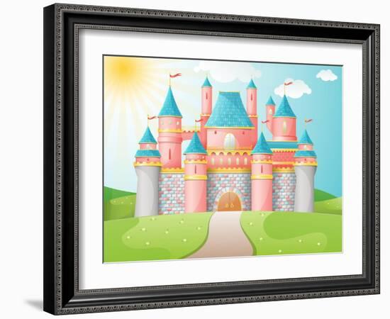 Fairytale Castle Illustration.-evdakovka-Framed Art Print