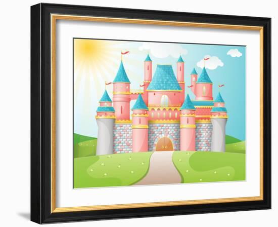 Fairytale Castle Illustration.-evdakovka-Framed Art Print