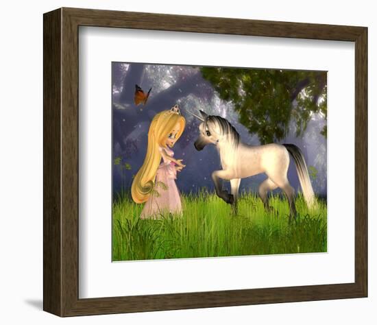 Fairytale Princess & Unicorn-null-Framed Art Print