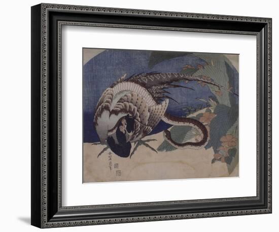 Faisan et serpent-Katsushika Hokusai-Framed Giclee Print