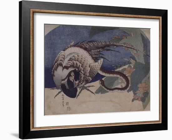 Faisan et serpent-Katsushika Hokusai-Framed Giclee Print