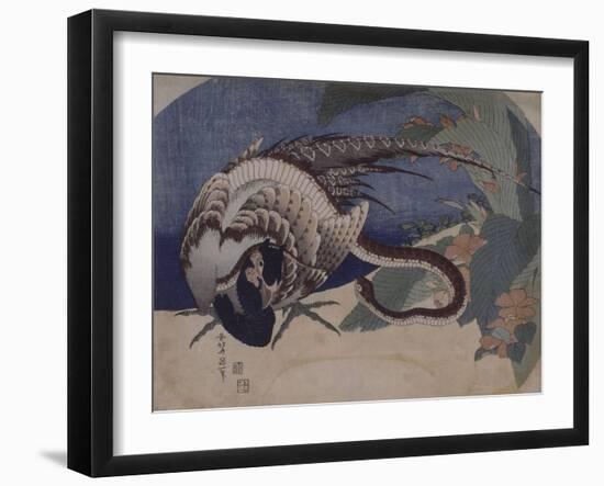 Faisan et serpent-Katsushika Hokusai-Framed Giclee Print