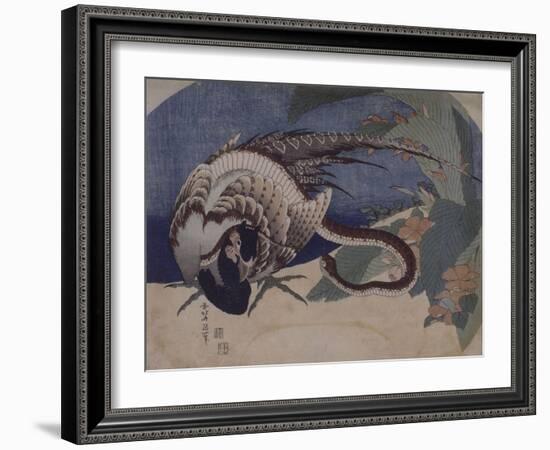 Faisan et serpent-Katsushika Hokusai-Framed Giclee Print