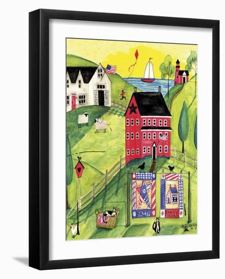 Faith Family Red Farmhouse-Cheryl Bartley-Framed Giclee Print