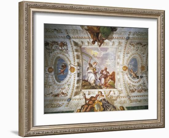 Faith Pointing Out Way to Eternity to Sinner Led by Charity-Paolo Veronese-Framed Giclee Print