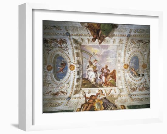 Faith Pointing Out Way to Eternity to Sinner Led by Charity-Paolo Veronese-Framed Giclee Print