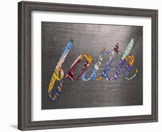 Faith Sign Metal-Design Turnpike-Framed Giclee Print