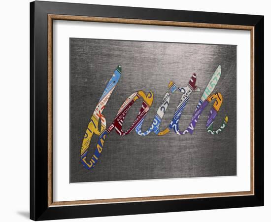 Faith Sign Metal-Design Turnpike-Framed Giclee Print