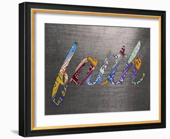 Faith Sign Metal-Design Turnpike-Framed Giclee Print