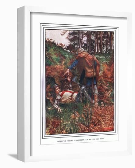 Faithful Helps Christian Up after His Fall-John Byam Liston Shaw-Framed Giclee Print