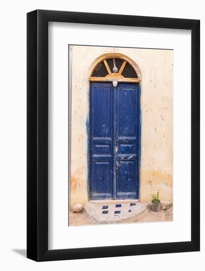 Faiyum, Egypt. A blue painted door on a building.-Emily Wilson-Framed Photographic Print